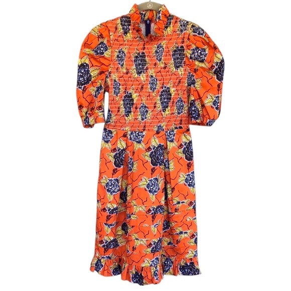 Autumn Adeigbo Dress Women 4 Smocked Floral Puff Sleeve Ruffle Boho Cottage Core - Picture 2 of 16